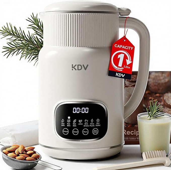KDV 8-in-1 Nut Milk Maker 32oz Automatic Plant Milk Machine with Delay Start Soy Almond Oat Milk Stainless Steel Blender