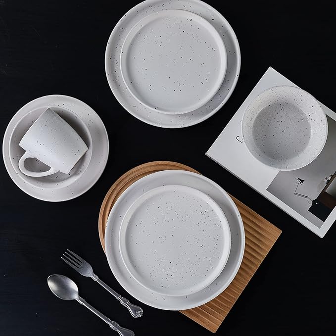 Stone lain Jade Stoneware Dinnerware Set 32-Piece Service for 8 White
