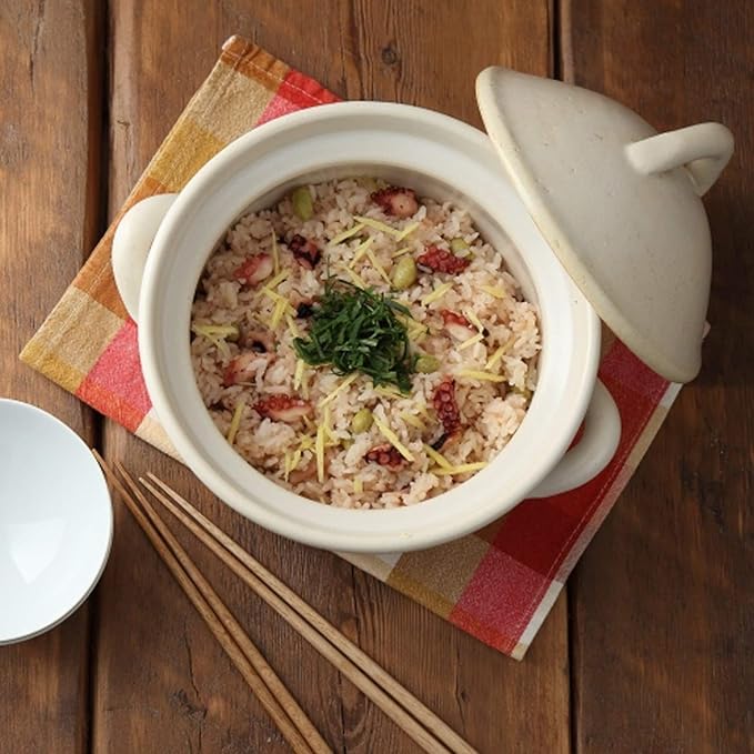 Japanese Donabe Cocer Rice Cooking Pot 3 Go 2200cc White
