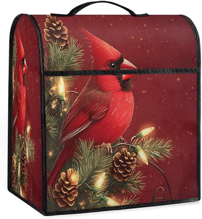 cfpolar Kitchen Aid Mixer Cover Compatible with 6-8 Quarts Christmas Holly Cardinal Stand Mixer Cover Kitchen Aid Mixers Accessories Appliance Organizer Bag Dust Covers with Zipper Pocket