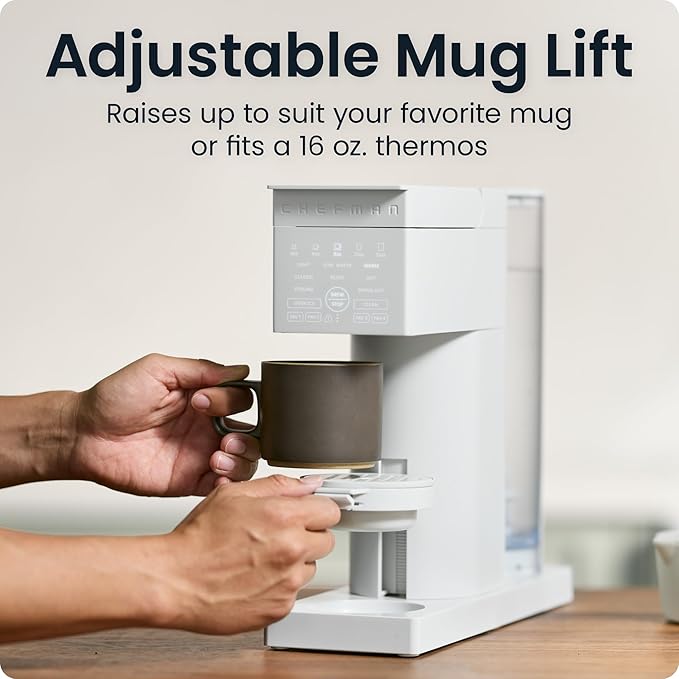 Chefman Caffeinator Single Serve Coffee Maker Brew Kcups &amp Grounds Drip Coffee Machine with Brew Strength Settings Iced Coffee Function 48 oz. Removable Water Reservoir