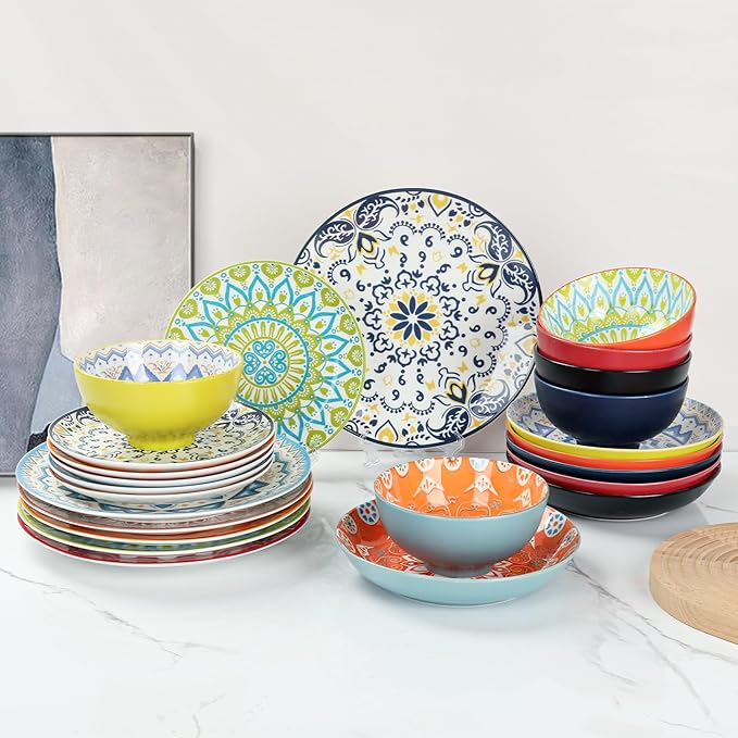 HAPPY KlT Ceramic Dinner Plates Set of 6 10.5 Dessert Dish Set Microwave Oven&ampDishwasher Safe Porcelain Dinnerware Kitchen Serving Dishes