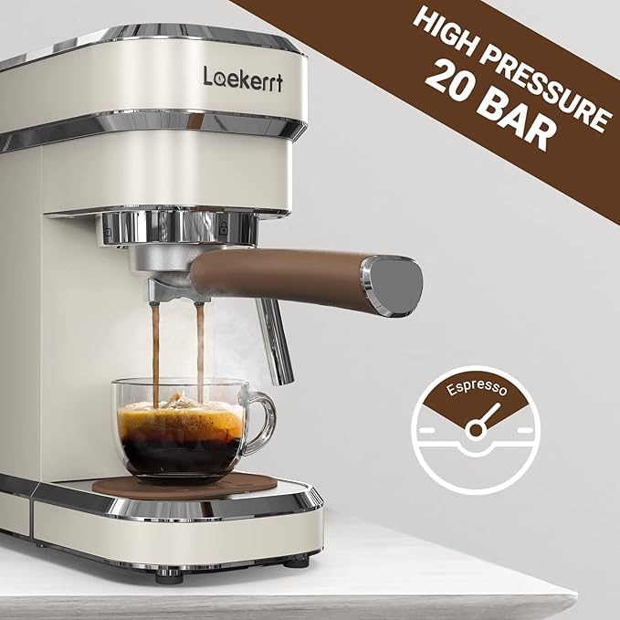 Espresso Machine Expresso Coffee Machines for Home 20 Bar Cafetera Espresso with Milk Frother Steam Wand Compact Small Coffee Maker for Latte and Cappuccino (Pear White Stainless Steel Gift)