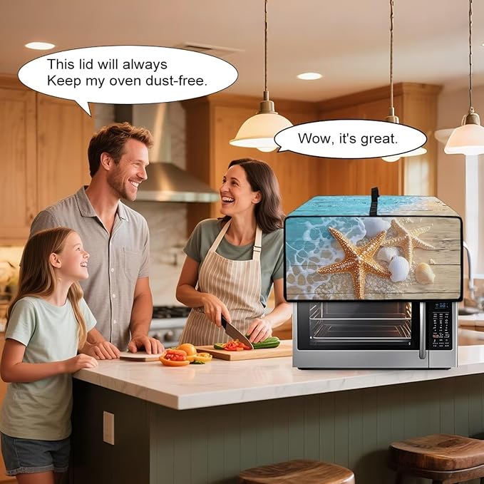 Doojoayie Starfish Toaster Oven Cover Coffee Print 8 Slice Bread Machine Dust Protector Universal Fit Dust-proof &amp Stain Resistant Covers for Kitchen Appliance Protection