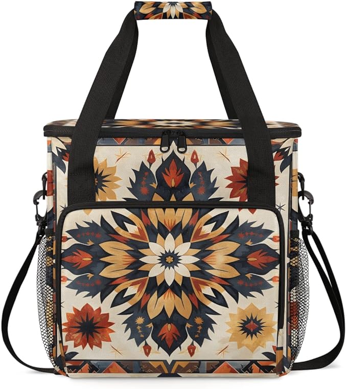 Psychedelic Mandala Coffee Maker Carrying Bag Portable Travel Storage Tote Bag Compatible with K-Mini or K-Mini Plus Single Serve Coffee Brewer Carrying Case with Multiple Pockets &amp Shoulder Str