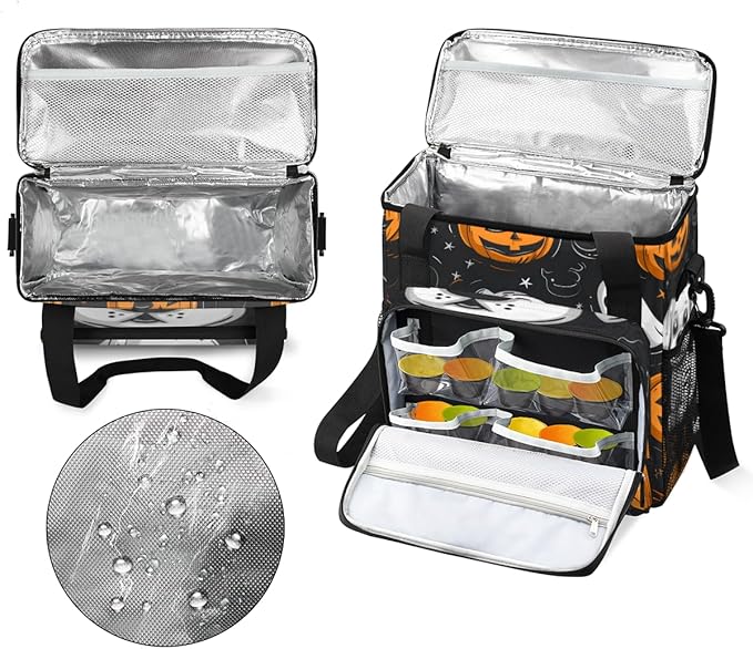 Retro Pumpkin Coffee Maker Carrying Bag Halloween Pumpkin Travel Storage Bag Compatible with K-Mini or K-Mini Plus Single Serve Coffee Brewer Carrying Case with Multiple Pockets &amp Shoulder Strap