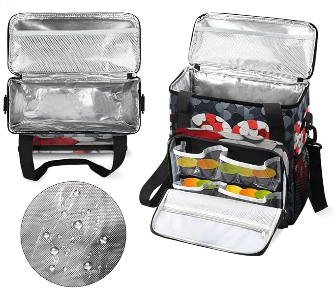 Red Heart Jigsaw Coffee Maker Carrying Bag Portable Travel Storage Tote Bag Compatible with K-Mini or K-Mini Plus Single Serve Coffee Brewer Carrying Case with Multiple Pockets &amp Shoulder Strap