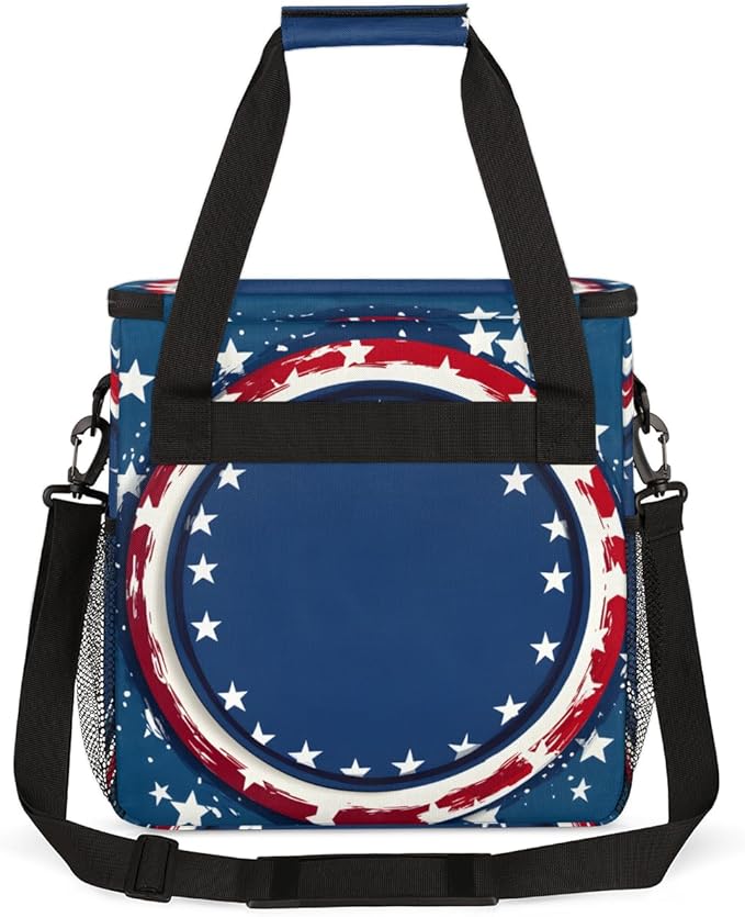 Shining Stars 4th of July Coffee Maker Carrying Bag Travel Storage Bag Compatible with K-Mini or K-Mini Plus Single Serve Coffee Brewer Carrying Case with Multiple Pockets &amp Shoulder Strap