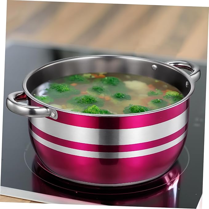 BESPORTBLE 4pcs Stainless Steel Pot Set with Base Induction Cooktop Compatible Kitchen Stockpots Easy-clean Cookware for Pasta Soup and Everyday Cooking