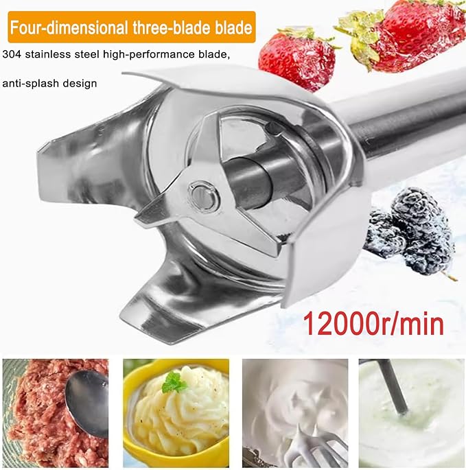Hand Held Blender Commercial Immersion Blender 500W 12000RPM Stainless-Steel 250/300mm Removable Shaft (250mm)