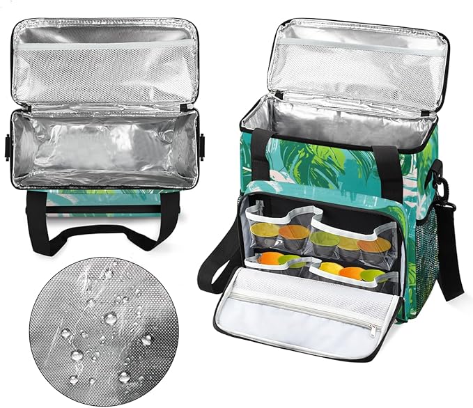 Plant - Leaves Coffee Maker Carrying Bag Portable Travel Storage Tote Bag Compatible with K-Mini or K-Mini Plus Single Serve Coffee Brewer Carrying Case with Multiple Pockets &amp Shoulder Strap