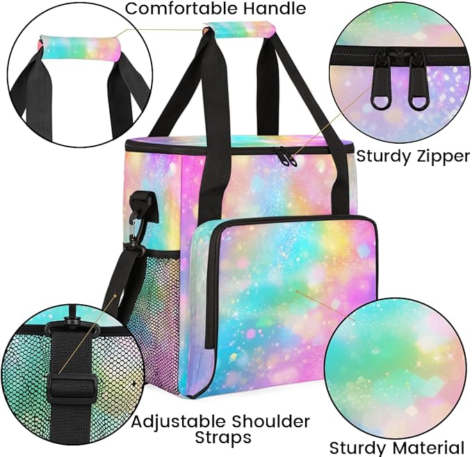 Glitter Coffee Maker Carrying Bag Pink Yellow Portable Travel Storage Tote Bag Compatible with K-Mini or K-Mini Plus Single Serve Coffee Brewer Carrying Case with Multiple Pockets &amp Shoulder Str