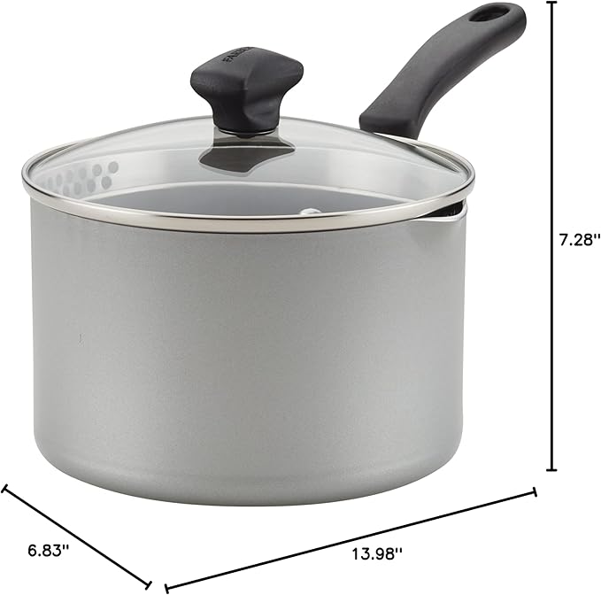 Farberware Cookstart DiamondMax Nonstick Straining Saucepan Dishwasher Safe 3 Quart Silver
