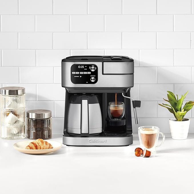 Cuisinart Coffeemaker Coffee Center Barista Bar 4-In-1 Coffee Machine Single-Serve Coffee Espresso &amp Nespresso Capsule Compatible 10-Cup Thermal Carafe Black SS-4N1TNAS