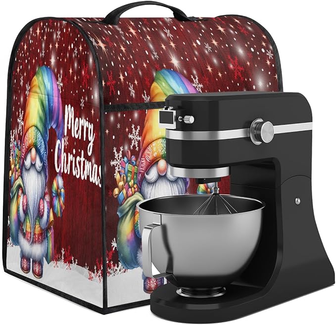 cfpolar Kitchen Aid Mixer Cover Compatible with 6-8 Quarts Christmas Santa Claus Snowflakes Stand Mixer Cover Kitchen Aid Mixers Accessories Appliance Organizer Bag Dust Covers with Zipper Pocket