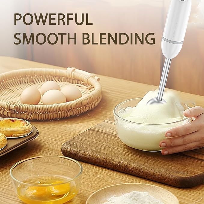 Bonsenkitchen Immersion Hand Blender 2-Speed Electric Stick Mixer Portable Blender for Smoothies Soup &amp Baby Food with Stainless Steel Blades Easy Clean White