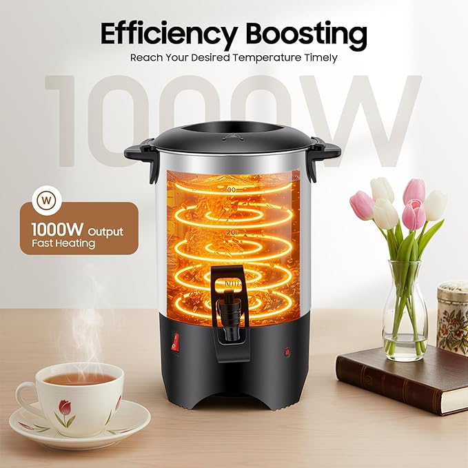 5.2L Electric Coffee Maker Stainless Steel Coffee Urn 175Oz Commercial Coffee Dispenser 1000W Electric Coffee Maker Beverage Dispenser for Offices Hotels Home