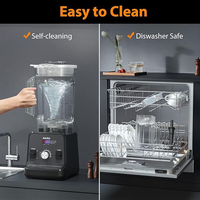 Aeitto Blender with 1500-Watt Motor 68 Oz Large Capacity Blenders for Kitchen Countertop Professional Blenders for Ice Crush Frozen Drinks Black