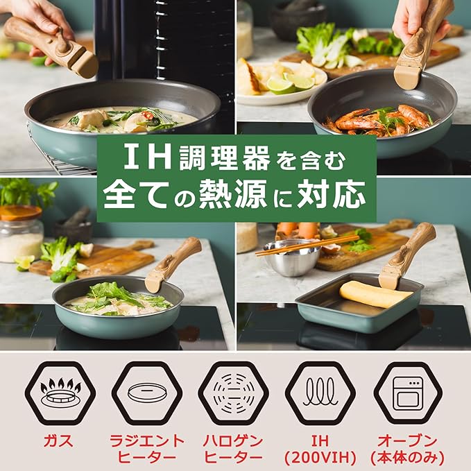 [Online Limited Color] Green Pan Click Chef 5-Piece Set Smoky Blue Mayflower Color
