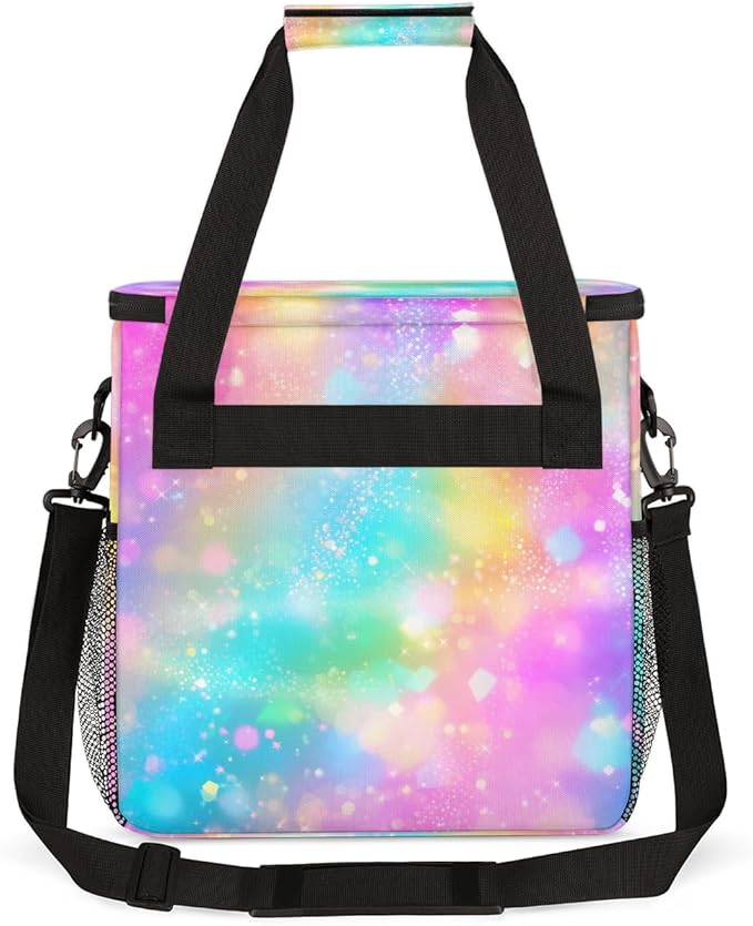 Glitter Coffee Maker Carrying Bag Pink Yellow Portable Travel Storage Tote Bag Compatible with K-Mini or K-Mini Plus Single Serve Coffee Brewer Carrying Case with Multiple Pockets &amp Shoulder Str