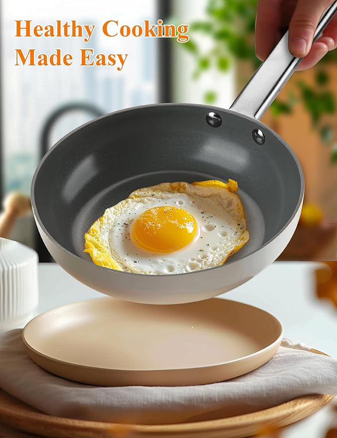 ChefRobot Nonstick Ceramic Cookware Set Healthy Pots And Pans Set Induction Kitchen Cookware sets Non Toxic Pots And Pan SetPFOA ＆ PTFE Free (12 Pcs-Cookware Sets)