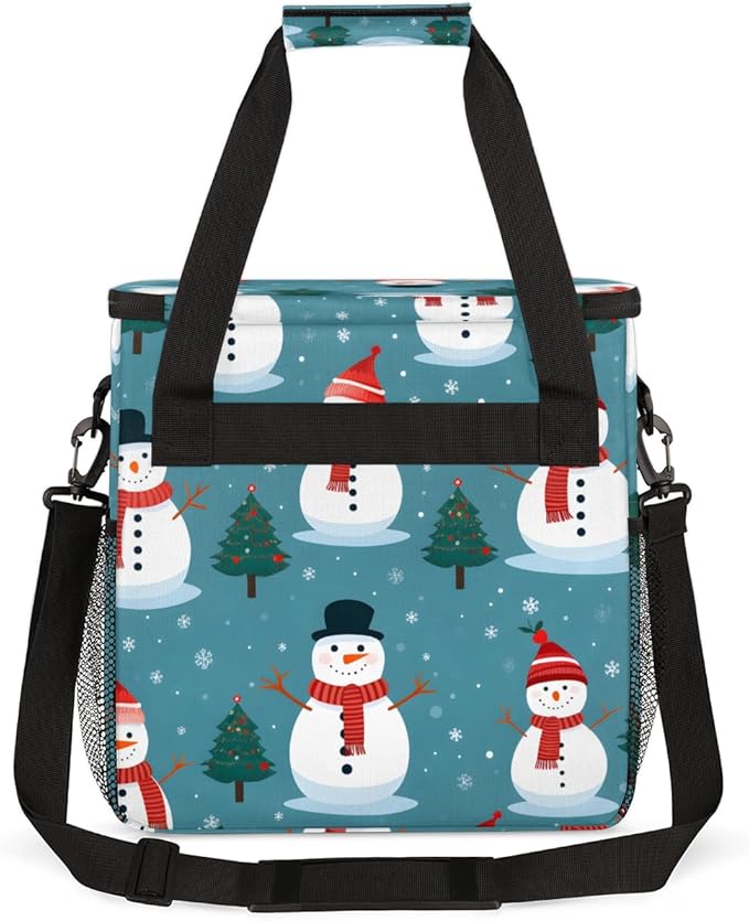 Christmas Snowman Coffee Maker Carrying Bag Xmas Snowman Travel Storage Bag Compatible with K-Mini or K-Mini Plus Single Serve Coffee Brewer Carrying Case with Multiple Pockets &amp Shoulder Strap