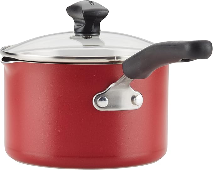 Farberware Cookstart DiamondMax Nonstick Cookware/Pots and Pans Set Dishwasher Safe Includes Baking Pan and Cooking Tools 15 Piece - Red