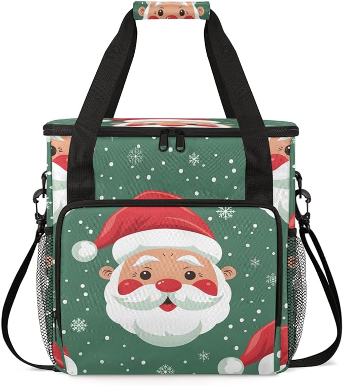 Abstract Santa Claus Coffee Maker Carrying Bag Christmas Santa Claus Travel Storage Bag Compatible with K-Mini or K-Mini Plus Single Serve Coffee Brewer Carrying Case with Pockets &amp Shoulder Str