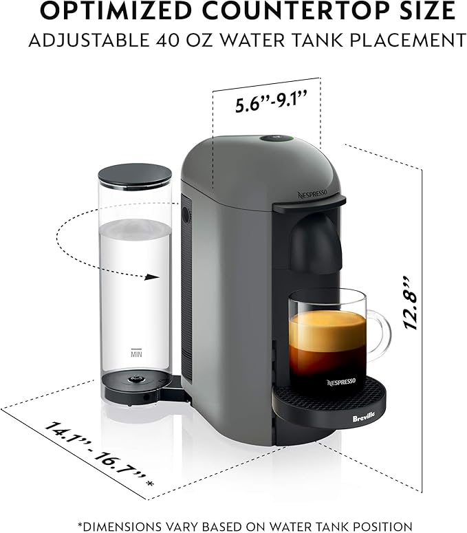 Nespresso Vertuo Plus Coffee and Espresso Maker by Breville Grey