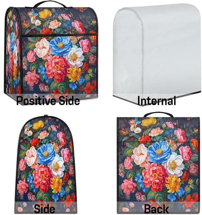 cfpolar Kitchen Aid Mixer Cover Compatible with 6-8 Quarts Color Flowers Butterfly Stand Mixer Cover Kitchen Aid Mixers Accessories Appliance Organizer Bag Dust Covers with Zipper Pocket
