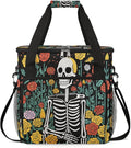 Skeleton Flowers Rose Coffee Maker Carring Bag Travel Carrying Storage Tote Bag Compatible Portable Single Serve Coffee Brewer Case with Pockets for K-cup Pods