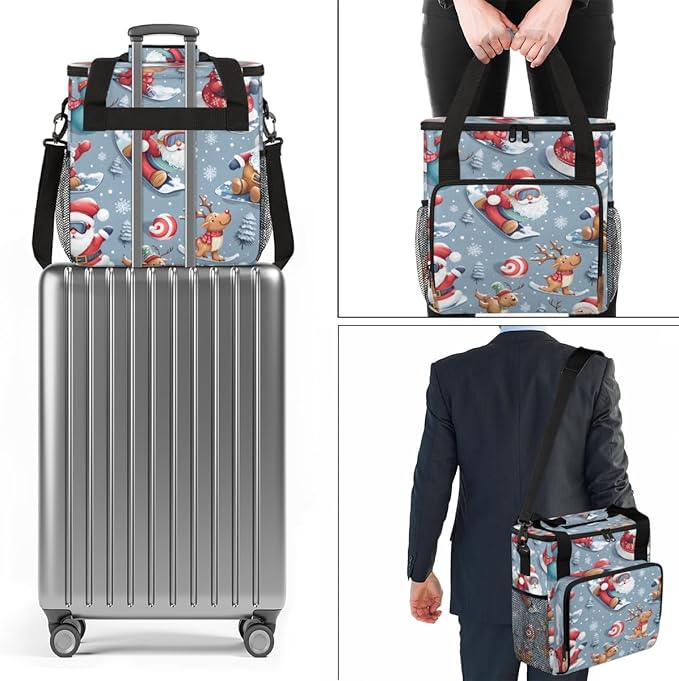 Mystical Santa Claus Coffee Maker Carrying Bag Cartoon Santa Claus Travel Storage Bag Compatible with K-Mini or K-Mini Plus Single Serve Coffee Brewer Carrying Case with Pockets &amp Shoulder Strap