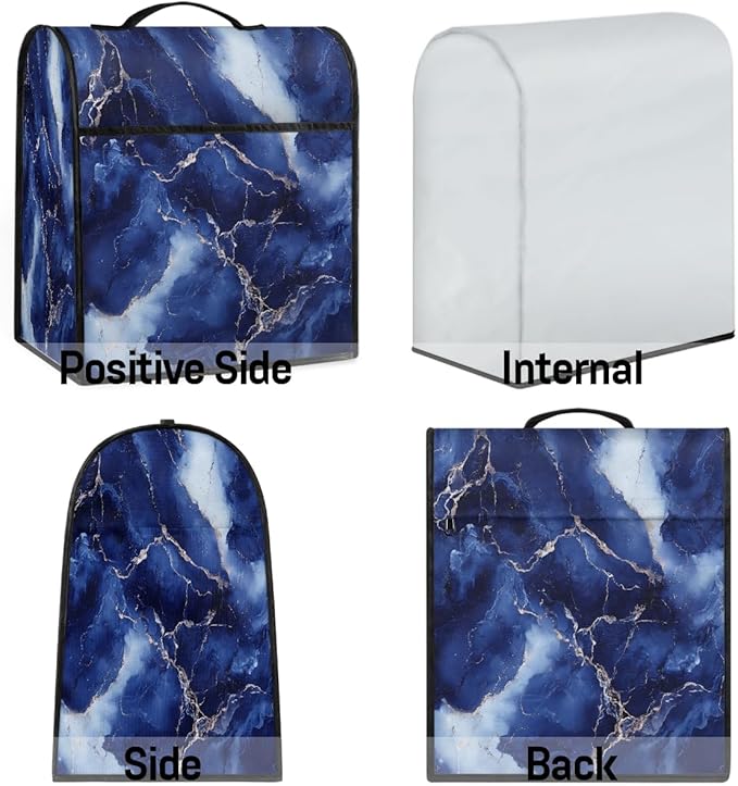 cfpolar Kitchen Aid Mixer Cover Compatible with 6-8 Quarts Blue Marble Pattern Stand Mixer Cover Kitchen Aid Mixers Accessories Appliance Organizer Bag Dust Covers with Zipper Pocket