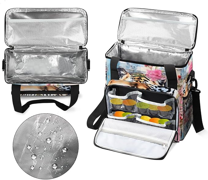 Oil Painting Tiger Coffee Maker Carrying Bag Graffiti Tiger Travel Storage Bag Compatible with K-Mini or K-Mini Plus Single Serve Coffee Brewer Carrying Case with Multiple Pockets &amp Shoulder Str
