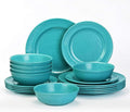 TP 18-Piece Dinnerware Set Melamine Dishes Set with Bowls and Plates Service for 6 Non-breakable Lightweight Dining Tableware Teal