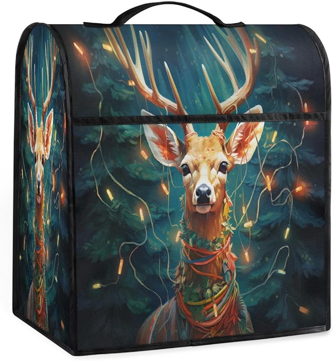 cfpolar Kitchen Aid Mixer Cover Compatible with 6-8 Quarts Animal Deer Christmas Stand Mixer Cover Kitchen Aid Mixers Accessories Appliance Organizer Bag Dust Covers with Zipper Pocket