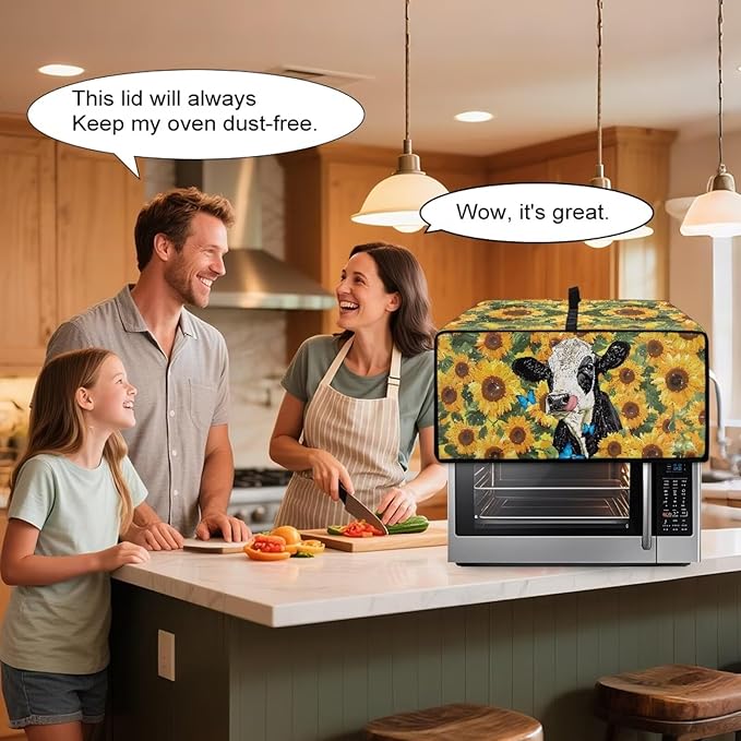 Doojoayie Yellow Toaster Oven Cover Universal Fit Kitchen Appliance Dust Protector 4 Slice Toaster Cover Polyester Fabric Kitchen Appliance Dustproof Protector Cow Print