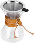 Pissente Pour Over Coffee Maker High Temperature Glass Manual Coffee Dripper Brewer Coffee Drip Brewing Pot with Stainless Steel Filter for Home Café Restaurant Camping (400ml)