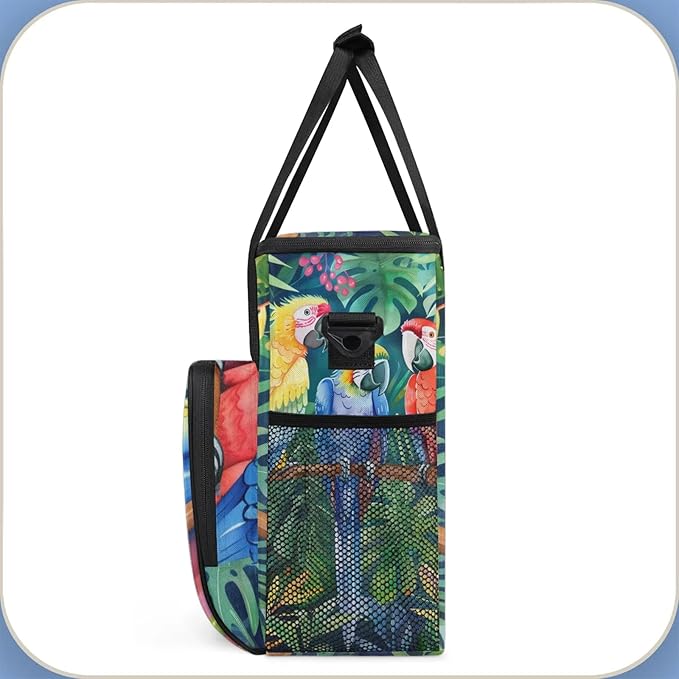 Parrot Bird Travel Coffee Maker Carrying Bag Large Organizer Storage Tote Bag Insulated Reusable Cooler Grocery Bags