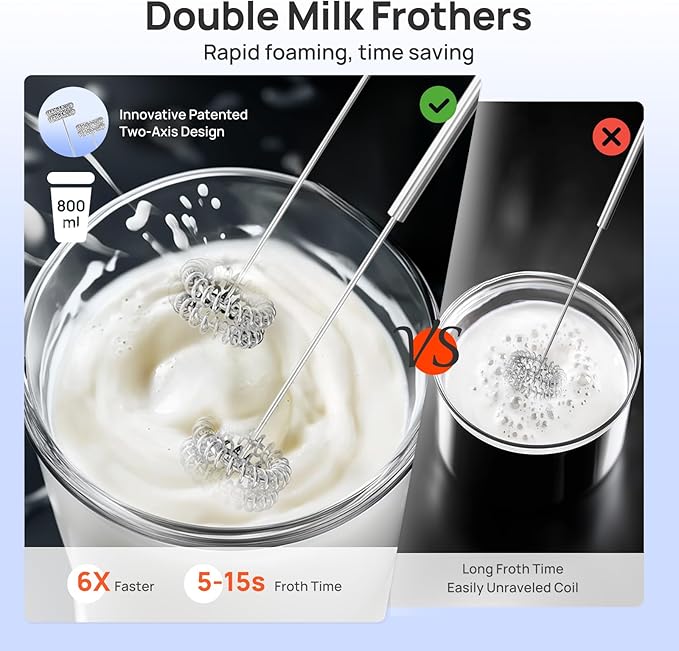 Consciot 7-in-1 Immersion Blender Handheld Max 1100W Stick Emulsifier with Entire Stainless Steel Blender Shaft Trigger Speed Control 800ml Beaker 600ml Chopper Beaters Frothers Hooks &amp Mas