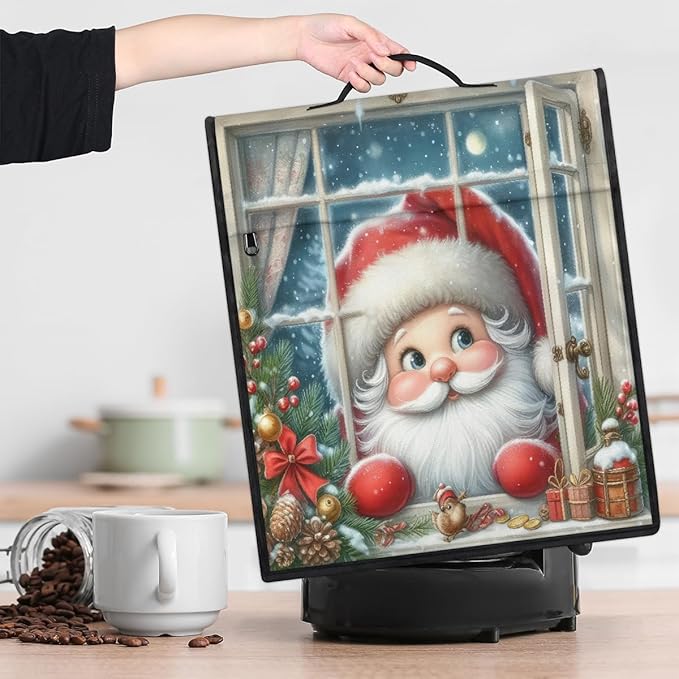 cfpolar Kitchen Aid Mixer Cover Compatible with 6-8 Quarts Holly Santa Claus Christmas Stand Mixer Cover Kitchen Aid Mixers Accessories Appliance Organizer Bag Dust Covers with Zipper Pocket