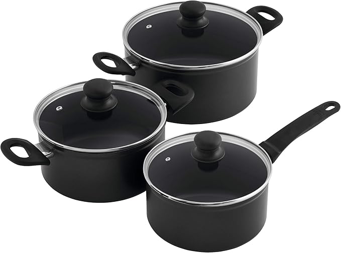 KUHN RIKON 37442 Easy Induction 3-Piece Mixed Cookware Set Set of 3-1 x Saucepan &amp 2 x Casseroles Black