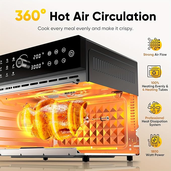 30QTOversized French Door Air Fryer Toaster Oven Combination Featuring 20 Cooking Functions And Digital Control Compatible with 13 Pizza Turkey (1)