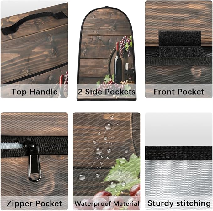 cfpolar Kitchen Aid Mixer Cover Compatible with 6-8 Quarts Wooden Board Purple Grapes Stand Mixer Cover Kitchen Aid Mixers Accessories Appliance Organizer Bag Dust Covers with Zipper Pocket