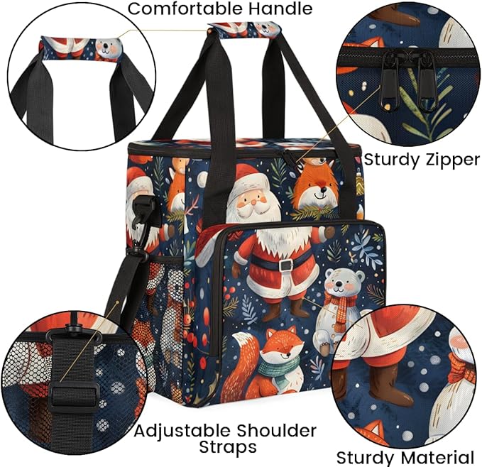 Fantastic Santa Claus Coffee Maker Carrying Bag Magical Santa Claus Travel Storage Bag Compatible with K-Mini or K-Mini Plus Single Serve Coffee Brewer Carrying Case with Pockets &amp Shoulder Stra