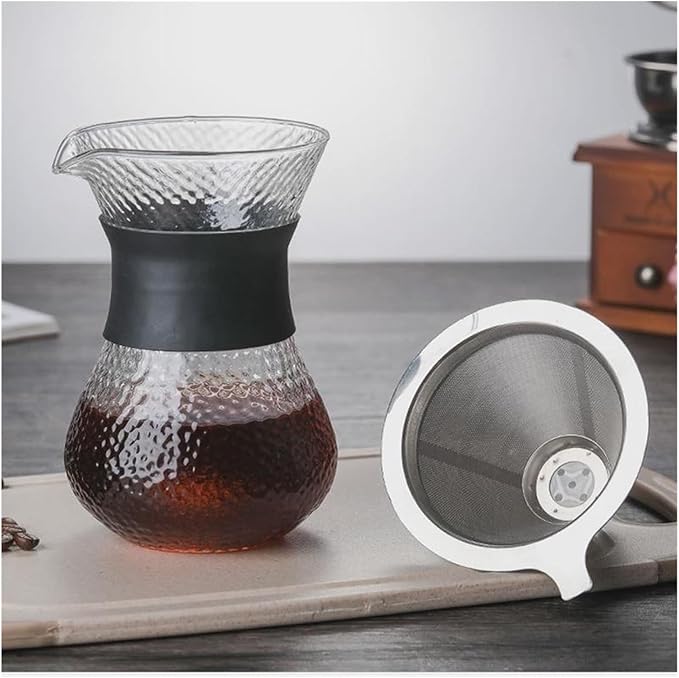 400ml Hand Drip Coffee Maker Manual Pour Over Coffee Dripper With Glass Pot Stainless Steel Coffee Maker For Home Office Camping