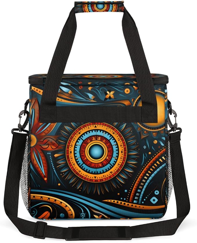 Sun and Moon Coffee Maker Carrying Bag Geometry Aztec Travel Storage Bag Compatible with K-Mini or K-Mini Plus Single Serve Coffee Brewer Carrying Case with Multiple Pockets &amp Shoulder Strap