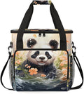 Panda Coffee Maker Carrying Bag Orange Flower Portable Travel Storage Tote Bag Compatible with K-Mini or K-Mini Plus Single Serve Coffee Brewer Carrying Case with Multiple Pockets &amp Shoulder Str