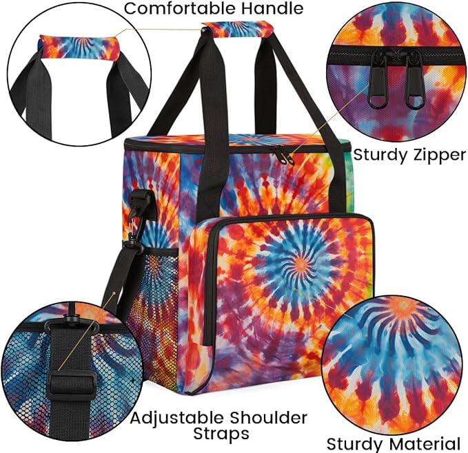 Tie Dyeing Coffee Maker Carrying Bag Blue Orange Travel Storage Bag Compatible with K-Mini or K-Mini Plus Single Serve Coffee Brewer Carrying Case with Multiple Pockets &amp Shoulder Strap