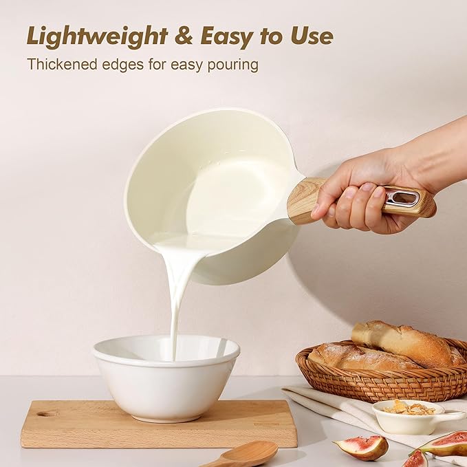 SENSARTE Ceramic Nonstick Sauce Pan with Lid 2.0 Quart Small Saucepan White Cooking Pot with Stay Cool Handle Non toxic Kitchen Sauce Pot Non stick Small Pot Induction Pot PFOA PTFE PFAS Free